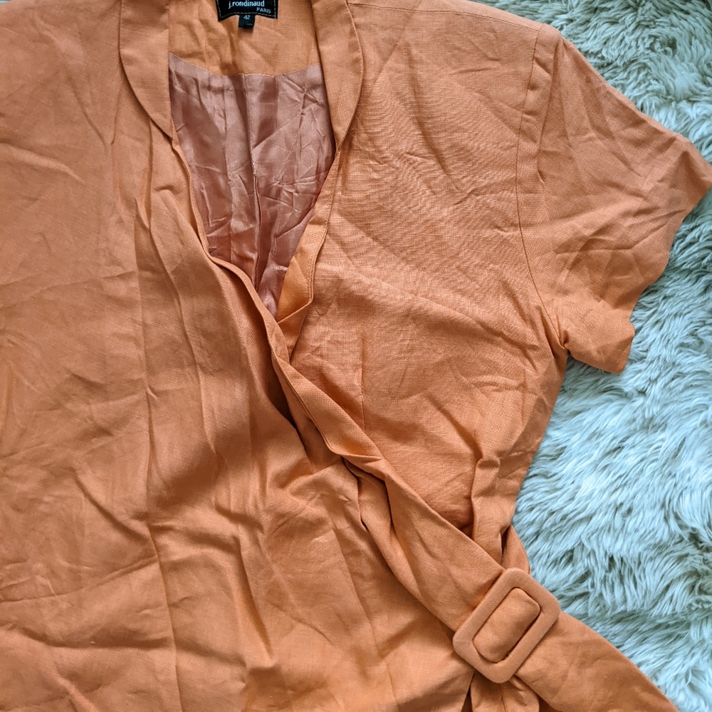 Vintage orange wrap dress - Picture 3 of 7